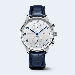 IWC 포르투기저 화이트다이얼 블루핸즈 버티컬