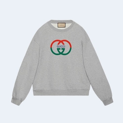 구찌 코튼 저지 프린트 스웨트셔츠 그레이