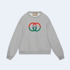 구찌 코튼 저지 프린트 스웨트셔츠 그레이