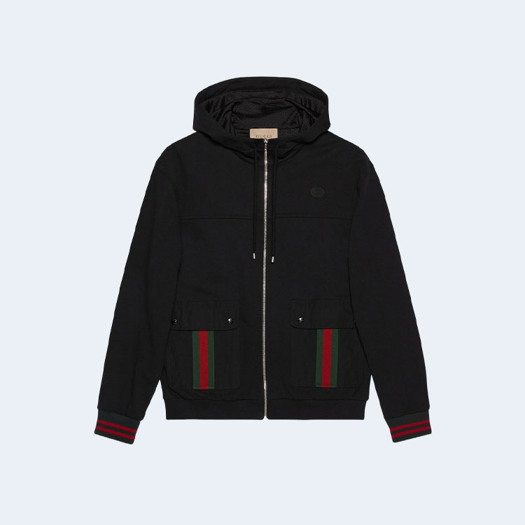 구찌 웹 디테일 코튼 후드