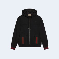 구찌 웹 디테일 코튼 후드