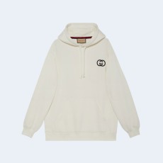 구찌 오프 화이트 코튼 저지 후드 스웨트셔츠