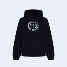 구찌 로고 코튼 후디 블랙