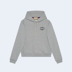 구찌 코튼 저지 후드 스웨트셔츠 그레이