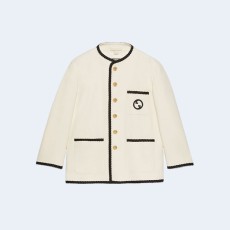 구찌 트위드 화이트 울 자켓