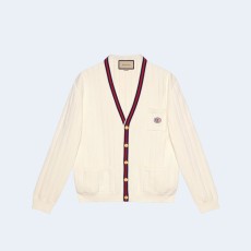 구찌 웹 디테일 니트 코튼 V넥