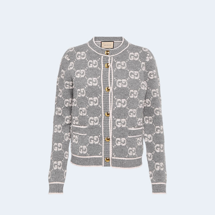 구찌 GG 울 버클 자카드 가디건