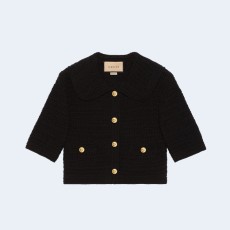 구찌 블랙 크로쉐 코튼 가디건