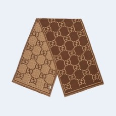 구찌 GG 체크 울 브라운 베이지 스카프