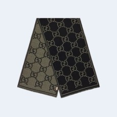 구찌 체크 GG 울 블랙 멀티컬러 스카프