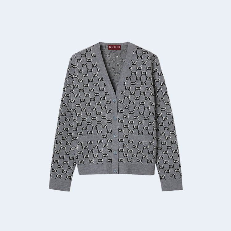 구찌 GG 섀도우 울 자카드 가디건