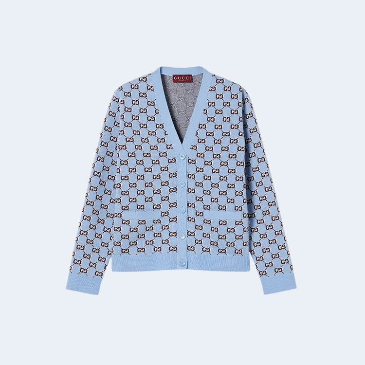 구찌 GG 섀도우 울 자카드 가디건