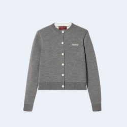구찌 울 자카드 가디건