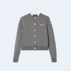 구찌 울 자카드 가디건