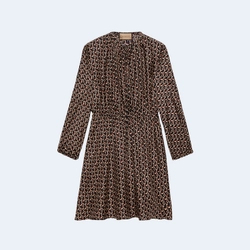 구찌 인터라킹 체인 프린트 실크 드레스