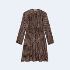 구찌 인터라킹 체인 프린트 실크 드레스