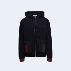 구찌 GG 웹 스트라이프 디테일 후드 자켓