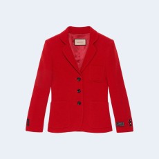 구찌 웹 라벨 울 저지 블레이저