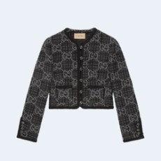 구찌 다크 그레이 GG 트위드 재킷