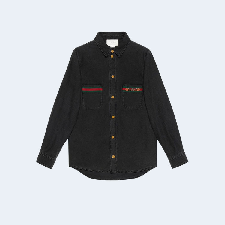 구찌 홀스빗 웹 포켓 데님 셔츠