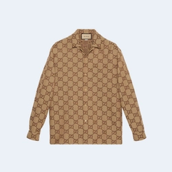 구찌 카멜 맥시 GG 캔버스 셔츠