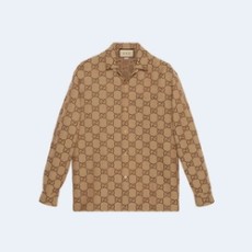 구찌 카멜 맥시 GG 캔버스 셔츠