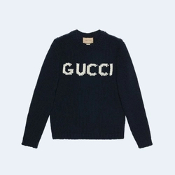 구찌 인타르시아 울 니트 스웨터 네이비