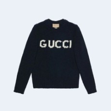 구찌 인타르시아 울 니트 스웨터 네이비