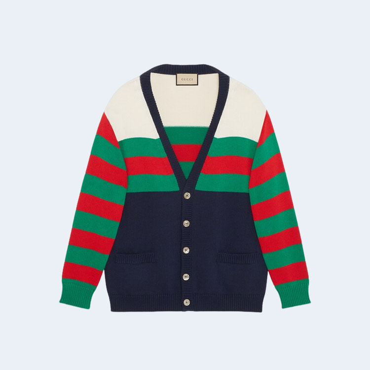 구찌 코튼 울 스트라이프 가디건