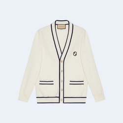 구찌 패치 디테일 코튼 울 가디건