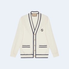 구찌 패치 디테일 코튼 울 가디건