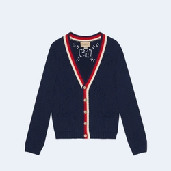 구찌 퍼포레이티드 GG 코튼 가디건