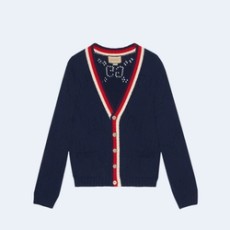 구찌 퍼포레이티드 GG 코튼 가디건