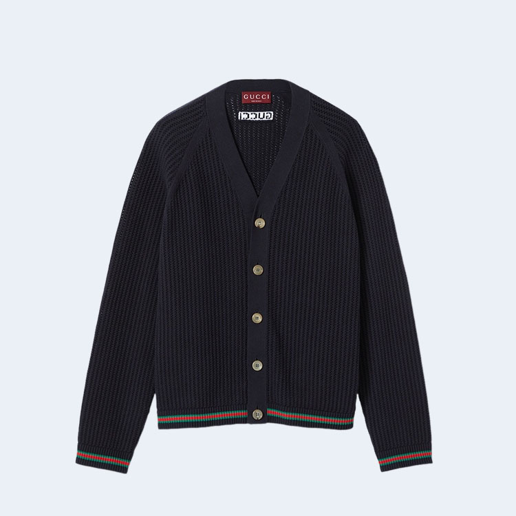 구찌 웹 아주르 코튼 니트 가디건