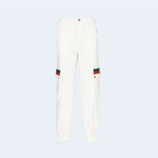 구찌 웹 스트라이프 팬츠 화이트