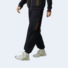 구찌 웹 스트라이프 포켓 조거팬츠