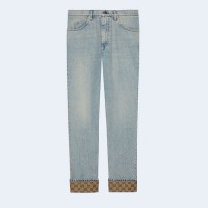 구찌 GG 턴업 워시드 데님 팬츠