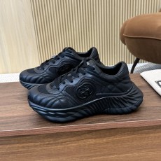 구찌 리플 블랙 레더 스니커즈