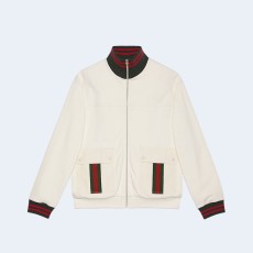 구찌 웹 코튼 저지 집업 자켓 화이트