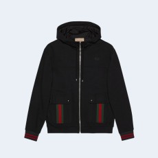 구찌 웹 코튼 저지 후드 자켓