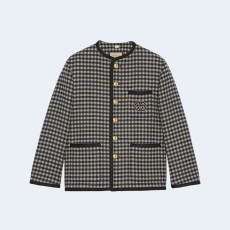 구찌 인터로킹 G 울 깅엄 재킷
