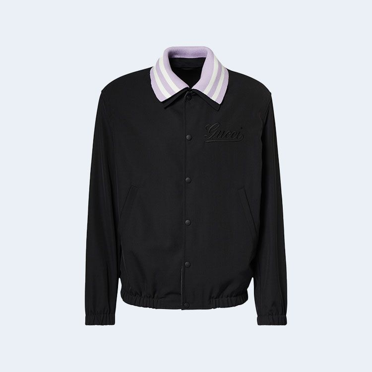 구찌 로고 자수 트윌 블루종 재킷