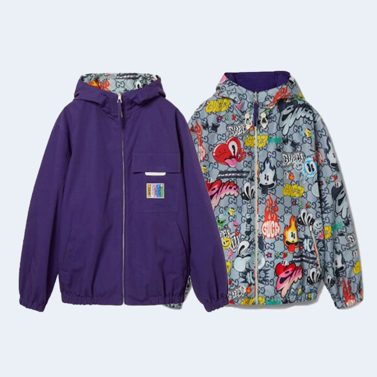 구찌 스트릿 스타일 로고 자켓 퍼플