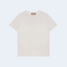 구찌 로고 자수 화이트 티셔츠