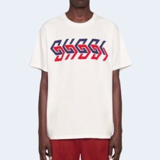 구찌 미러 로고 프린트 반소매 티셔츠