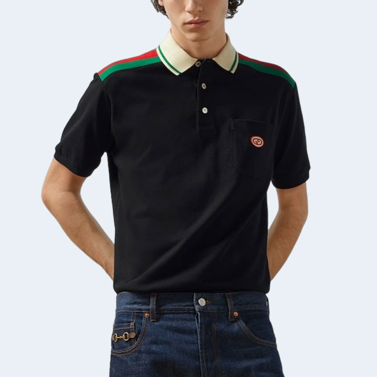 구찌 아플리케 스트라이프 폴로 셔츠