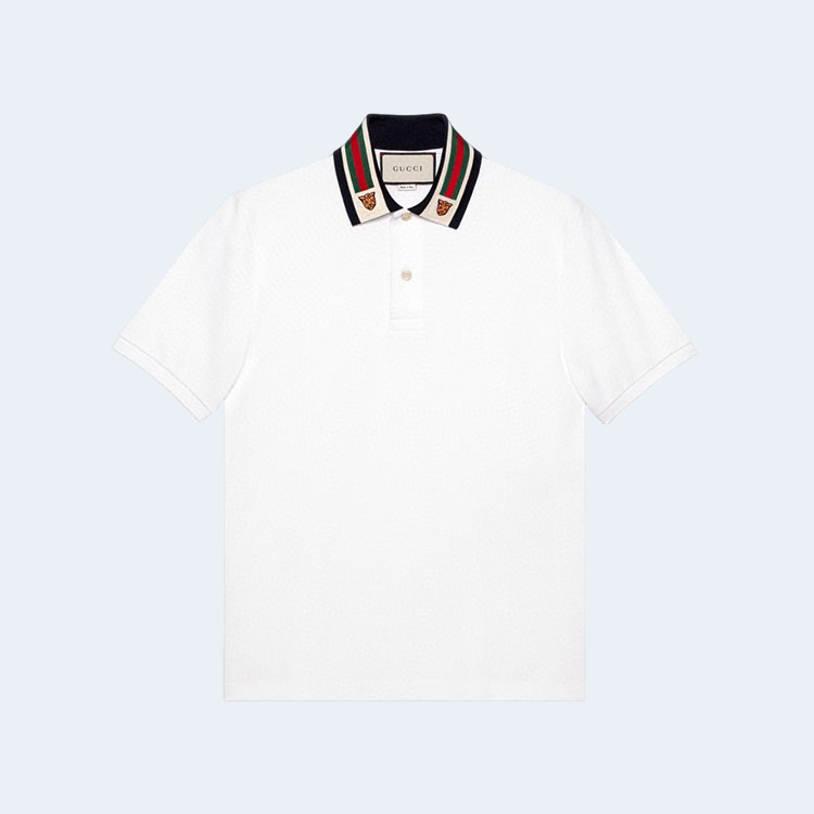 구찌 웹 앤 펠린 헤드 폴로 셔츠 화이트