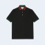 구찌 웹 코튼 피케 폴로 셔츠 블랙
