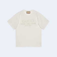 구찌 자수 로고 코튼 티셔츠 화이트