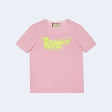 구찌 핑크 코튼 저지 티셔츠